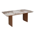 Modern Ceramic & Wooden Top Table w/ Wooden Legs