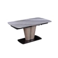 Extendable Ceramic Marbleized Top Dining Table w/ Wooden & Steel Base