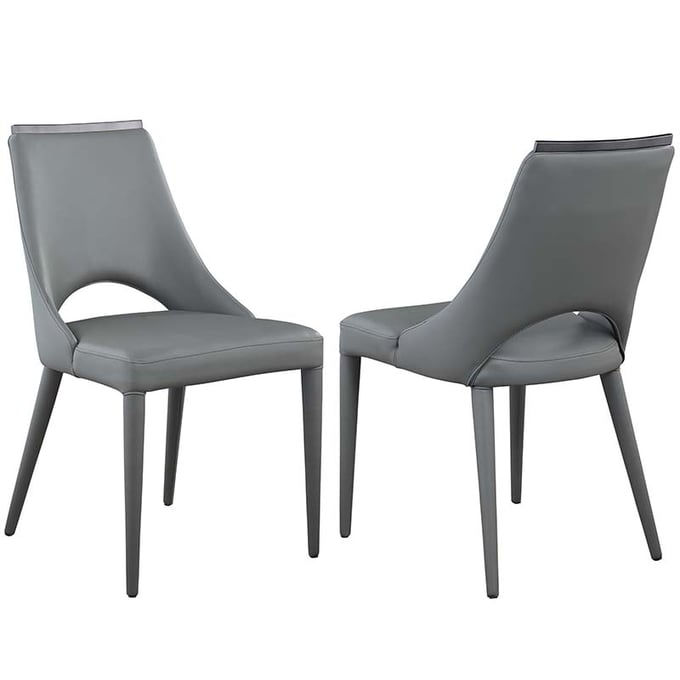 2 Chintaly Imports Samira Grey Upholstered Side Chairs CHF-SAMIRA-SC-BKC-GRY