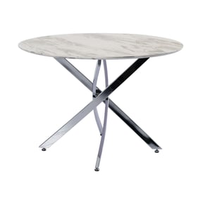 Chintaly Imports Sandra White Grey Chrome Dining Table