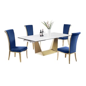 Chintaly Imports Scarlette Joy Blue Matte White 5pc Dining Room Set