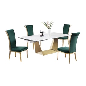 Chintaly Imports Scarlette Joy Green Matte White 5pc Dining Room Set