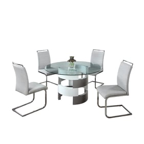 Chintaly Imports Sunny White Gloss Grey 5pc Dining Room Set