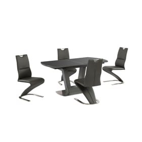 Chintaly Imports Suri Matte Black Grey 5pc Dining Room Set