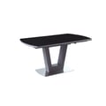 Contemporary Butterfly-Extendable Black Glass Dining Table