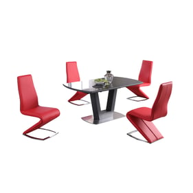 Chintaly Imports Suri Tara Black Red 5pc Dining Room Set