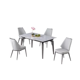 Chintaly Imports Tabatha Gloss Grey 5pc Dining Room Set