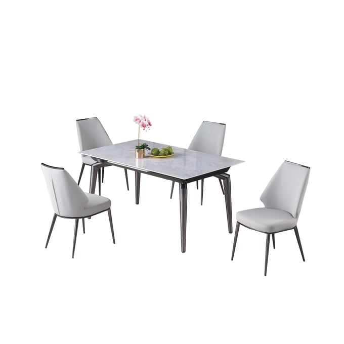 Chintaly Imports Tabatha Gloss Grey 5pc Dining Room Set CHF-TABATHA-5PC