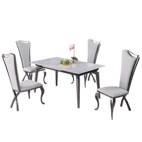 Chintaly Imports Tabatha Nadia Gloss Grey 5pc Dining Room Set