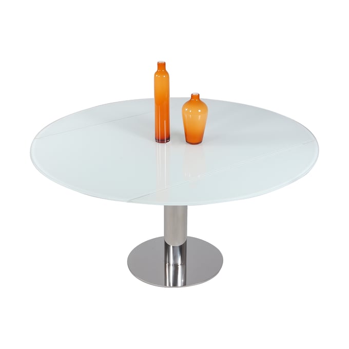 Chintaly Imports Tami Polished Steel Dining Table Base CHF-TAMI-DT-CRM-B