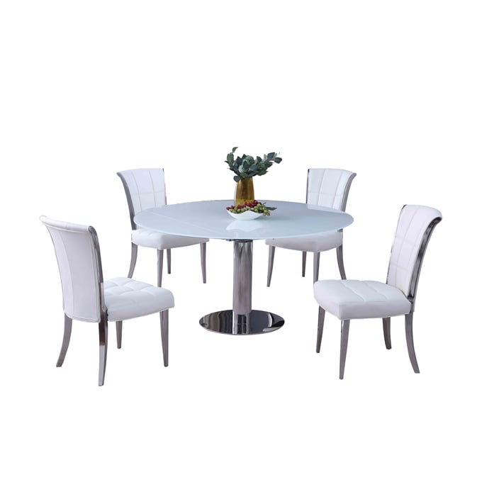 Chintaly Imports Tami Iris White 5pc Dining Room Set CHF-TAMI-IRIS-5PC