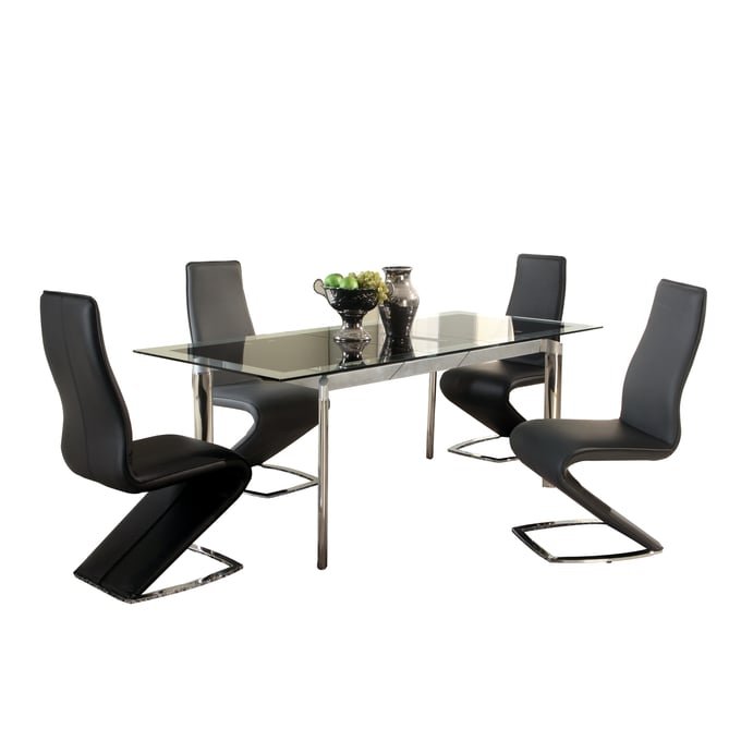 Chintaly Imports Tara Black 5pc Dining Room Set CHF-TARA-BLK-5PC-BLK