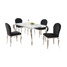 Chintaly Imports Teresa White Black 5pc Oval Dining Room Set