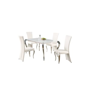 Chintaly Imports Teresa White 5pc Rectangle Dining Room Set