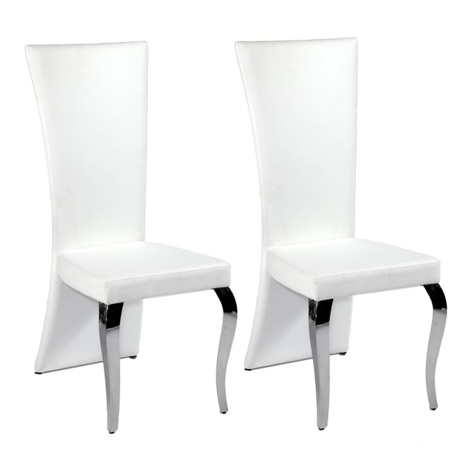 2 Chintaly Imports Teresa White High Back Side Chairs CHF-TERESA-SC-RCT-WHT