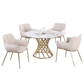 Chintaly Imports Tracy Taupe Matte White 5pc Dining Room Set