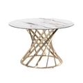 Round Sintered Stone Top Table w/ Golden Art Deco Base