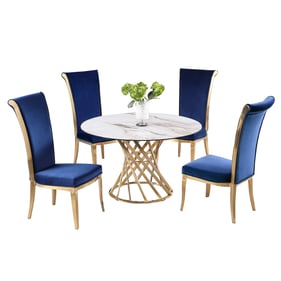 Chintaly Imports Tracy Joy Blue Matte White 5pc Dining Room Set