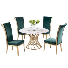 Chintaly Imports Tracy Joy Green Matte White 5pc Dining Room Set