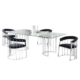 Chintaly Imports Trisha Black Chrome 60 Inch 5pc Dining Set