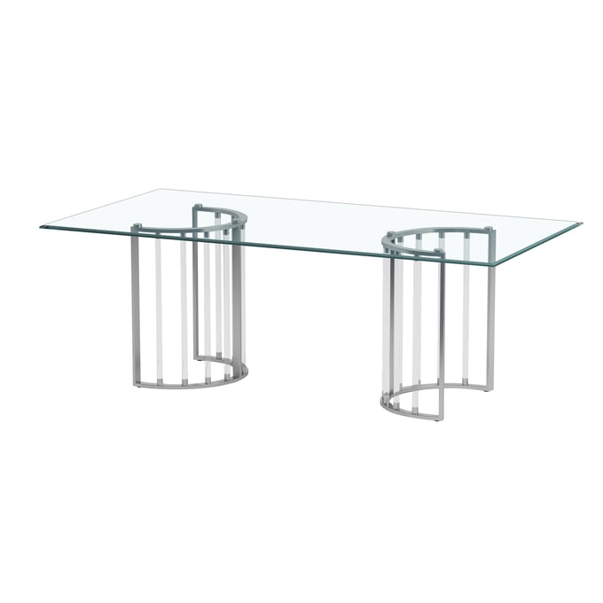 Chintaly Imports Trisha Clear Chrome 44 x 84 Dining Table CHF-TRISHA-DT-CHM-4484