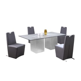 Chintaly Imports Valerie Evie Grey 72 Inch 5pc Dining Room Set