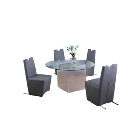 Chintaly Imports Valerie Evie Grey Round 5pc Dining Room Set