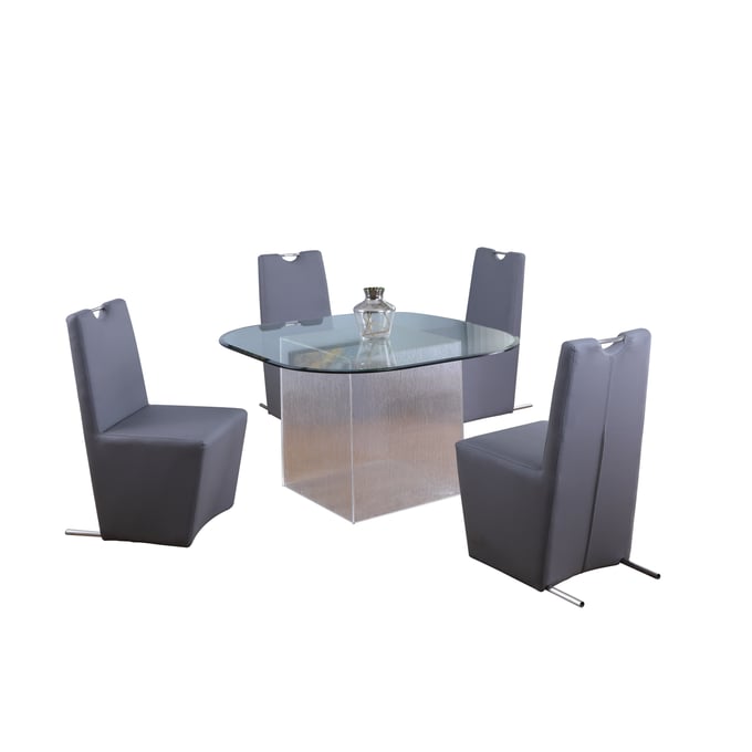 Chintaly Imports Valerie Evie Grey 5pc Dining Room Set CHF-VALERIE-EVIE-5PC-SB