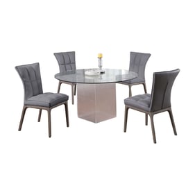 Chintaly Imports Valerie Peggy Grey 5pc Dining Room Set