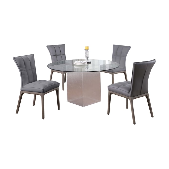 Chintaly Imports Valerie Peggy Grey 5pc Dining Room Set CHF-VALERIE-PEGGY-5PC-GRY