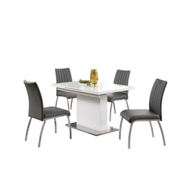 Chintaly Imports Vanessa Gloss White Grey 5pc Dining Room Set