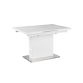 Contemporary Pop-Up-Extendable White Glass Dining Table