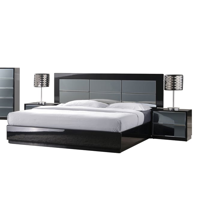 Chintaly Imports Venice Gloss Black 4pc Bedroom Set with King Bed CHF-VENICE-KING-4PC