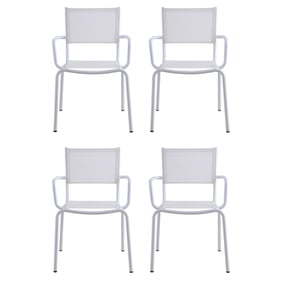 4 Chintaly Imports Ventura White Outdoor Arm Chairs