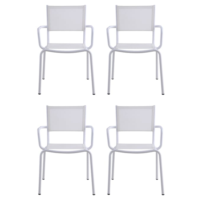 4 Chintaly Imports Ventura White Outdoor Arm Chairs CHF-VENTURA-AC-WHT