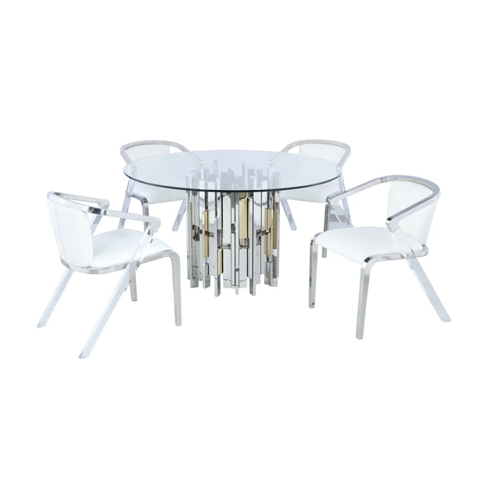 Chintaly Imports Verona Bruna White 5pc Dining Room Set CHF-VERONA-BRUNA-5PC