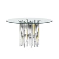 Contemporary Round Glass Table w/ Steel & Golden Cluster Design Base