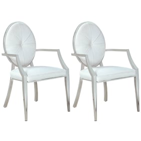 2 Chintaly Imports Victoria White Tufted Back Arm Chairs