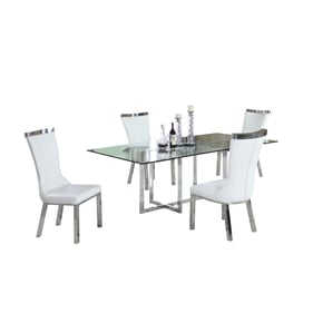 Chintaly Imports Yasmin Adelle Clear Polished White 84 Inch 5pc Dining Room...