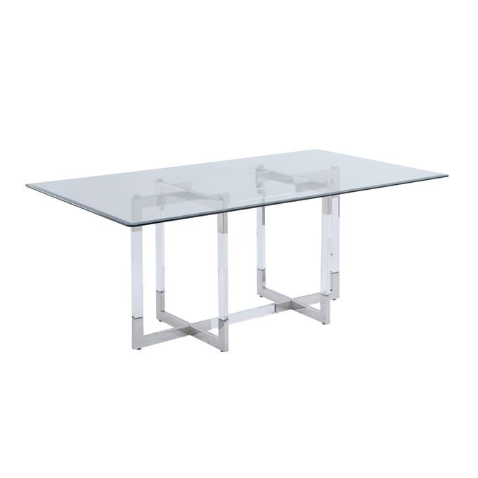 Chintaly Imports Yasmin Clear Polished 84 Inch Dining Table CHF-YASMIN-DT-4484