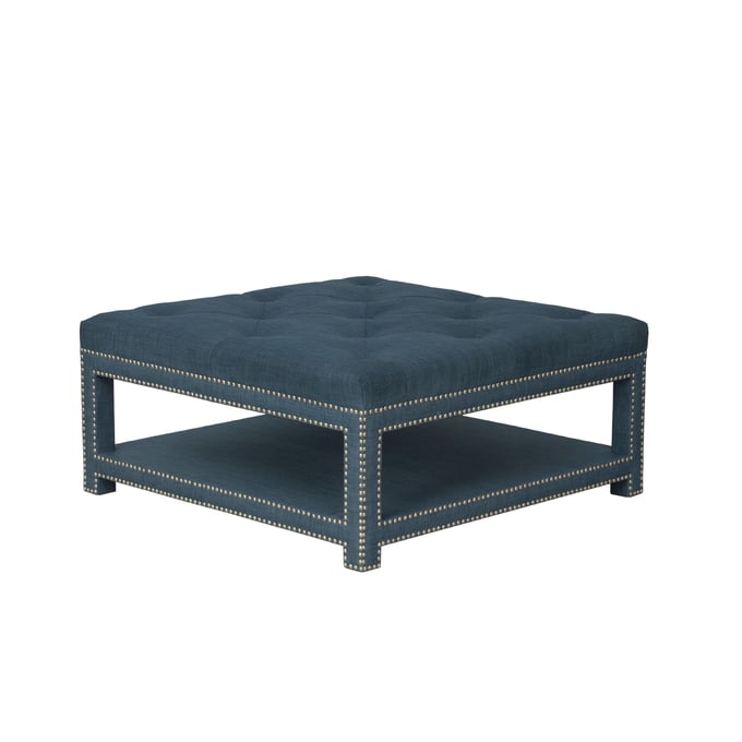 Chic Home Bina Blue Fabric Tufted Nailhead Coffee Table Ottoman CHIC-FCT2786-CE