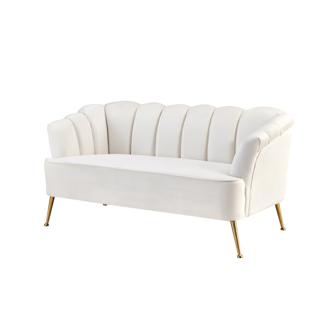 Chic Home Alicia Beige Vertical Channel Tufted Love Seat CHIC-FLS9537-CE