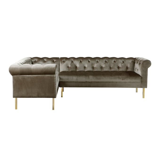 Iconic Home Azalea Tufted Velvet Upholstered Loveseat Sofa Gold Y