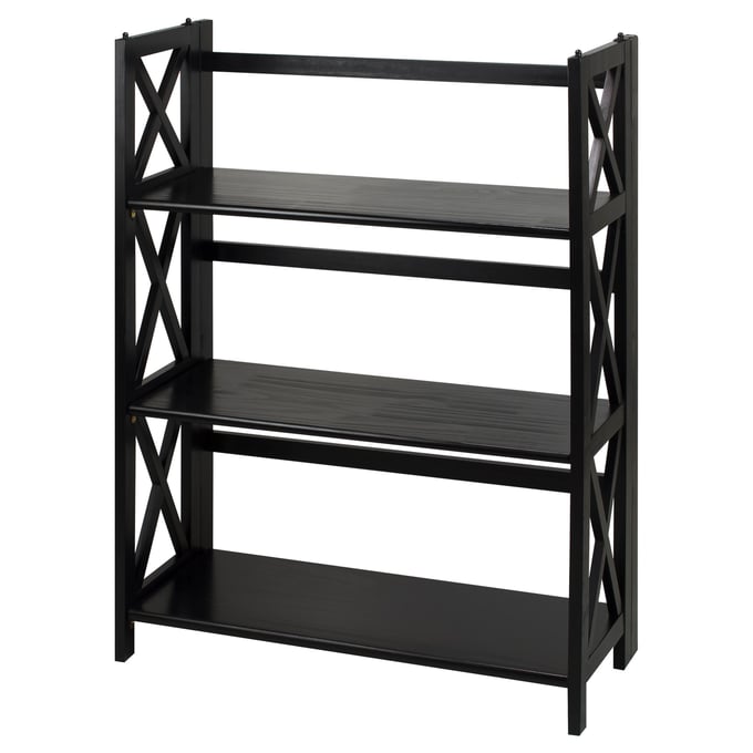 Casual Home Montego Black 3 Shelves Folding Bookcase CHOM-301-32