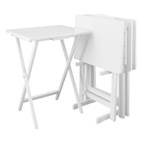 Casual Home White Solid Wood 5pcs Tray Table Set