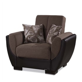 Casamode Ottomanson Armada Air Brown PU Convertible Storage Armchair