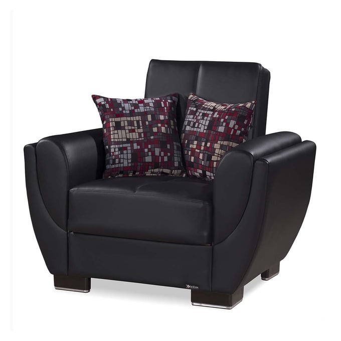 Casamode Ottomanson Armada Air Black PU Storage Convertible Armchair CMD-AIR-AC-115-PU