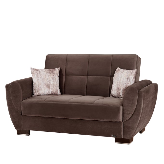 Casamode Ottomanson Armada Air Brown Microfiber Convertible Storage Loveseat CMD-AIR-LS-108