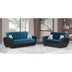 Casamode Ottomanson Armada Air Turquoise Black 2pc Living Room Set