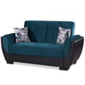 Ottomanson Armada Air Collection Upholstered Convertible Loveseat with Storage, Turquoise/Black-PU Microfiber